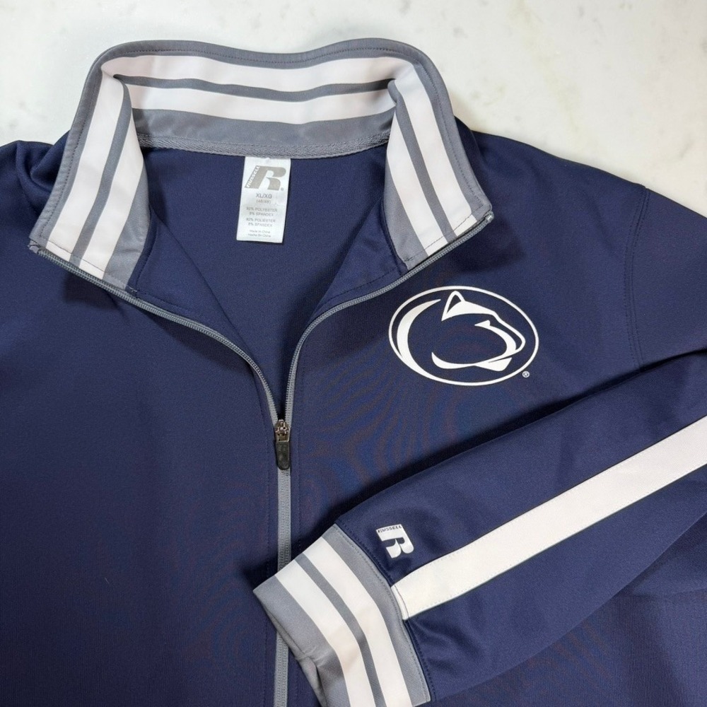 Russell Athletic Penn State Track Jacket Mens XL‎ Navy Blue Excellent Full Zip